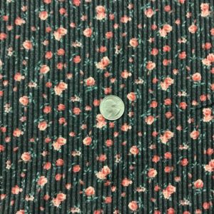 Tiny Pink Roses on Black Urban Rib - Fabric