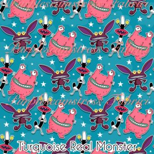 Turquoise Real Monsters - Fabric
