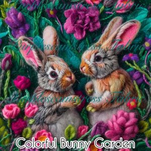 Colorful Bunny Garden - Fabric