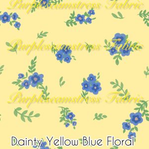 Dainty Yellow Blue Floral - Fabric