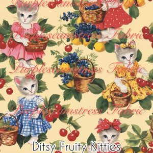 Ditsy Fruity Kitties - Fabric