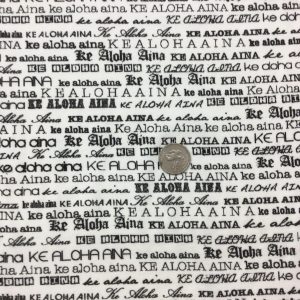 Black Hawaiian Names on Ivory Cotton Jersey - Fabric