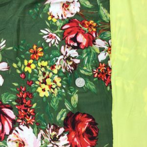 Lush Rose Garden on Olive Green Double Brushed Poly BUNDLE - Fabric