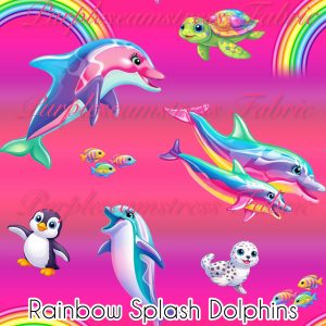 Rainbow Splash Dolphins - Fabric