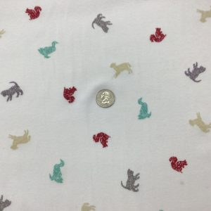 Sponged Animals on White Cotton Jersey - Fabric