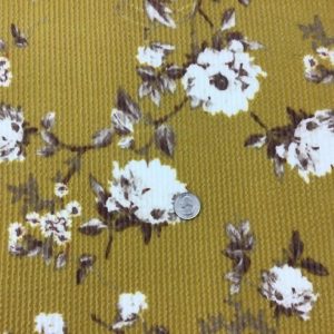 Vintage White Blooms on Mustard Urban Rib - Fabric