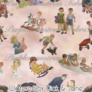 Watercolor Dick & Jane - Fabric