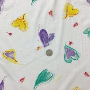 Whimsical Hearts on White Cotton Jersey - Fabric