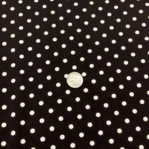 White Dots on Brown Double Brushed Poly - Fabric
