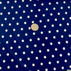 White Dots on Navy Double Brushed Poly - Fabric