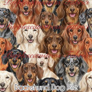 Dachshund Dog Pile - Fabric