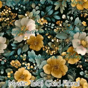 Mystic Teal Gold Floral - Fabric