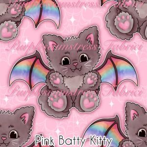 Pink Batty Kitty - Fabric