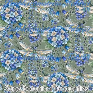 Sage Botanical Dragonflies - Fabric