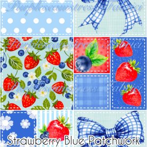 Strawberry Blue Patchwork - Fabric