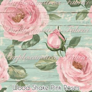 Wood Shake Pink Roses - Fabric