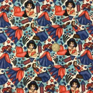 RTS 4th of July Princesses Cotton Lycra - Fabric