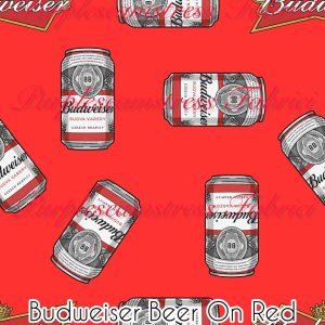 Budweiser Beer On Red - Fabric