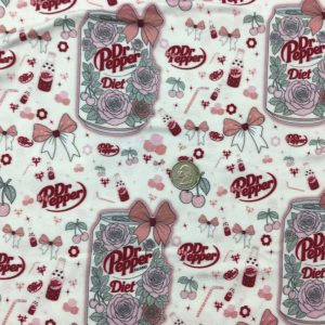 RTS Pink Girly Dr Pepper Double Brushed Poly - Fabric