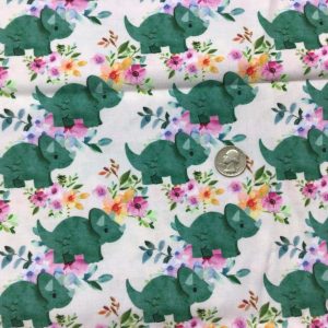 RTS Little Dino Floral Cotton Woven - Fabric