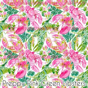 Preppy Pink Green Lobsters - Fabric
